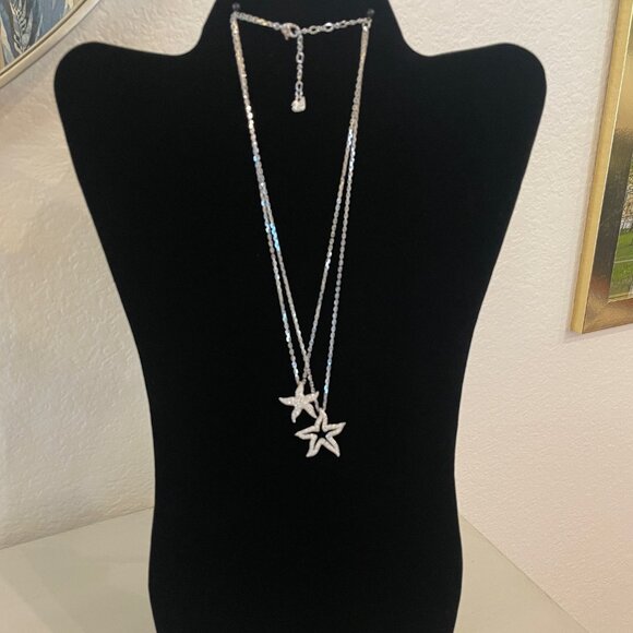 Swarovski Holly Starfish Double Strand Rhodium-Plated Silver Necklace - Picture 2 of 7